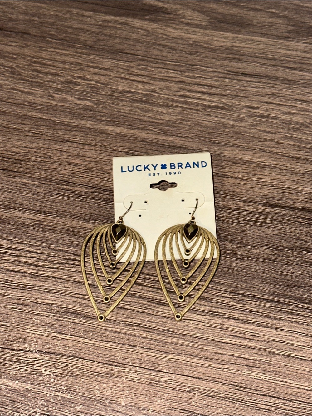 Lucky Brand Gold Layered Teardrop Dangle Earrings